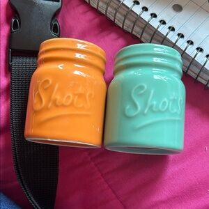 Orange and Teal Shot Glass Set